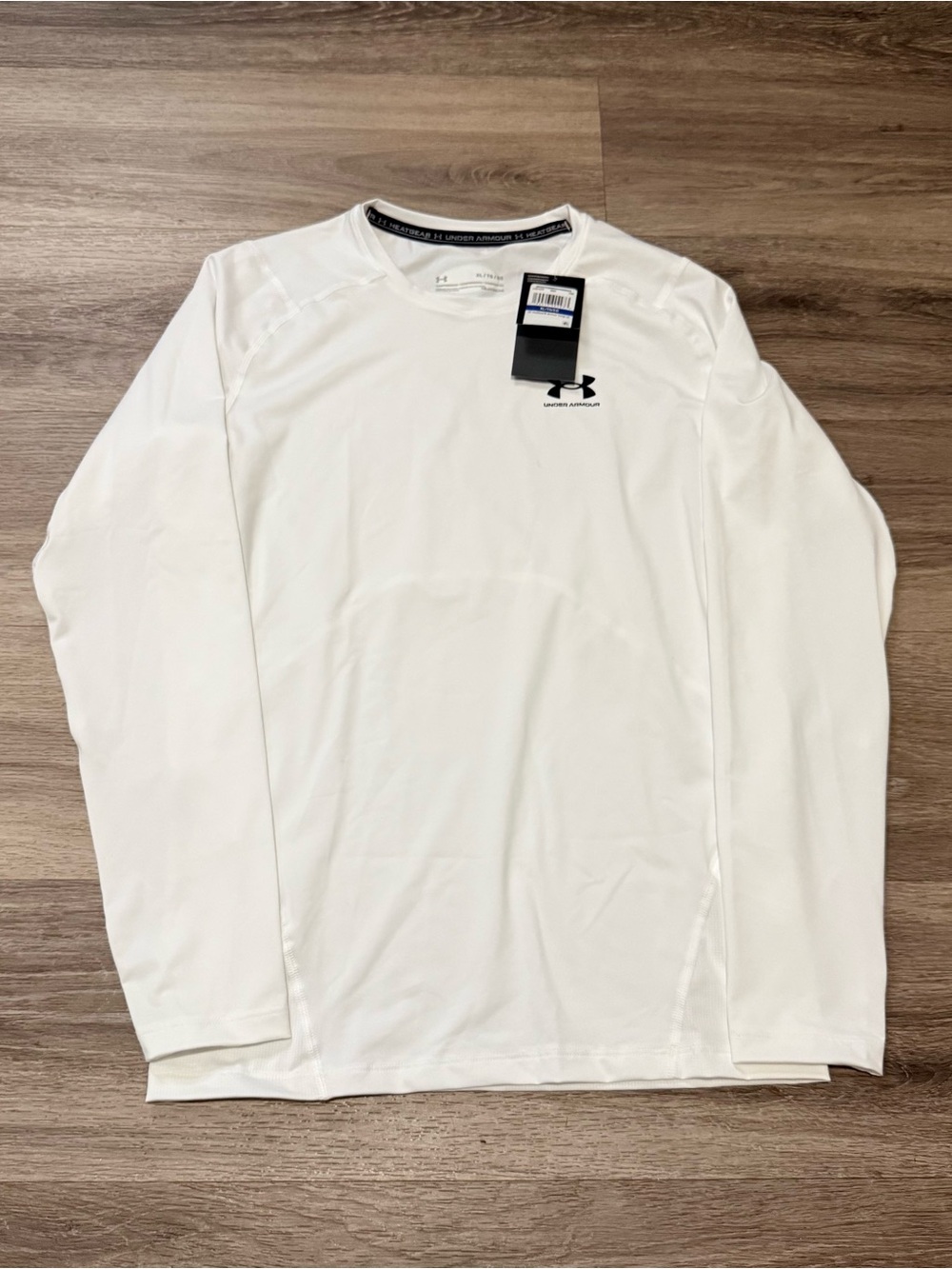Under Armour Men’s Long Sleeve Crew - White with Black Logo